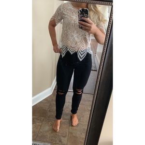 **SOLD** Express white lace crop top